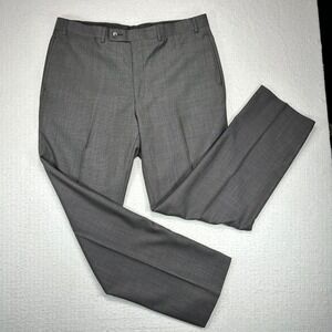 Calvin Klein Mens Grey 100% Wool Slim Fit Sharkskin Dress Pants 38W x 32L